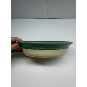 Paula Deen Southern Braid Green Cream 1QT Oval Baker Stoneware C023 Dish